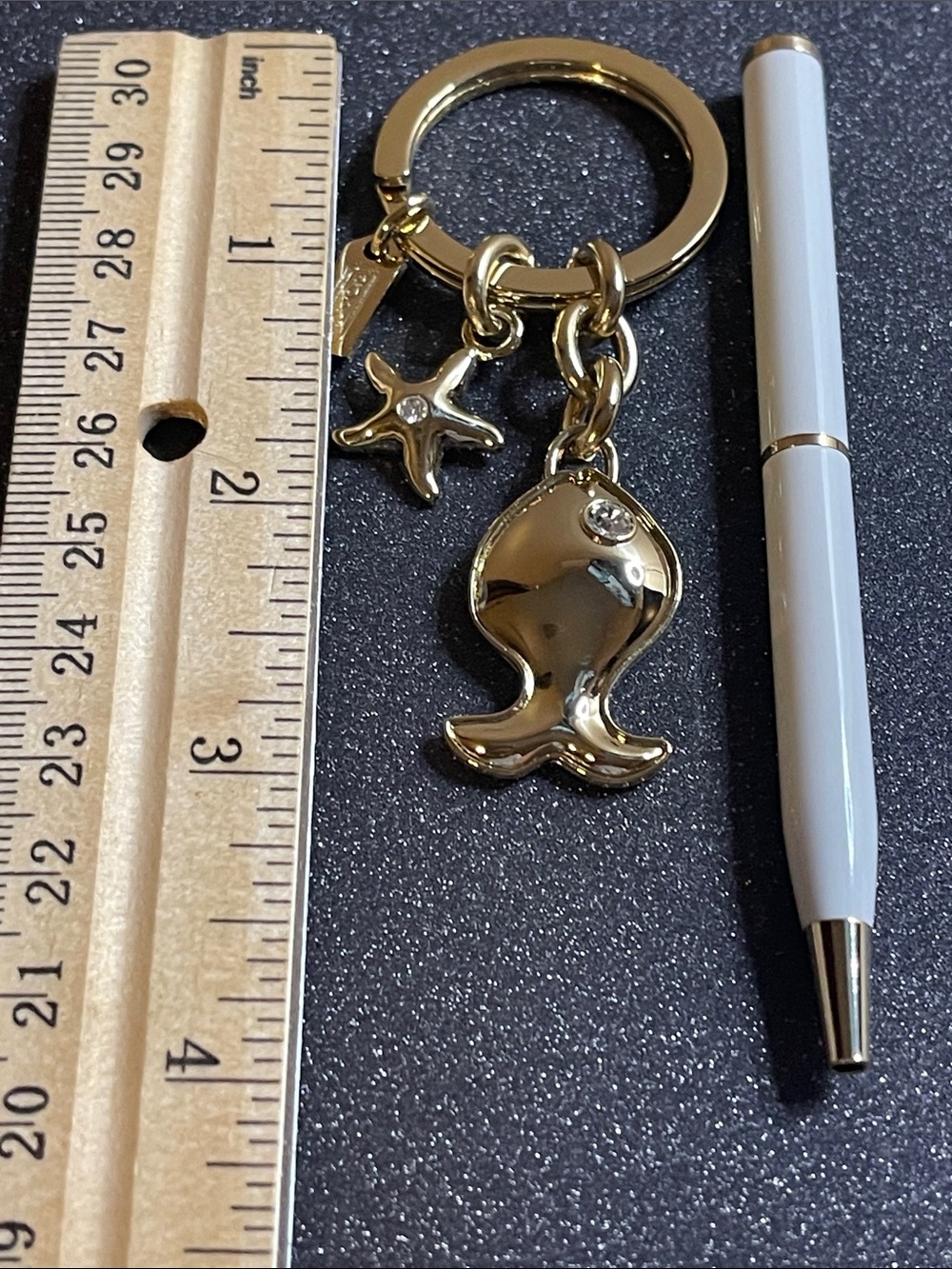 Coach Gold Fish Charm Keychain with Star Accent and Coach Pen - Picture 4 of 6
